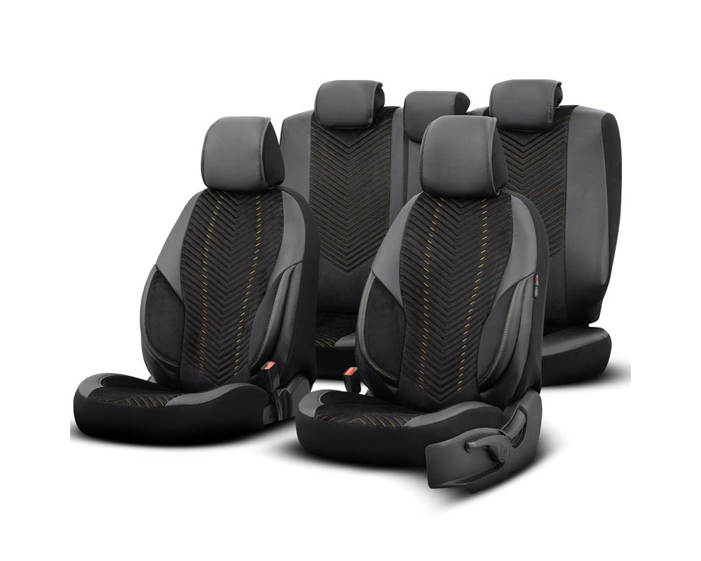 Autostoelhoezenset Advanced zwart-oker geel (complete set) Autostoelhoezenset Advanced zwart-oker geel (complete set)