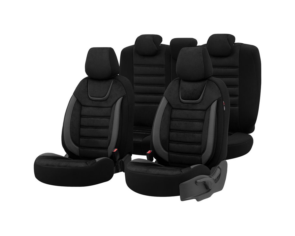 Stoelhoezenset Iconic zwart-grijs (complete set) Stoelhoezenset Iconic zwart-grijs (complete set)