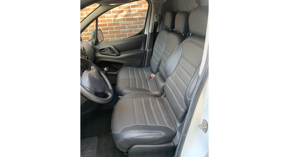 Pasvorm stoelhoezen set (stoel en duobank) Citroen Berlingo / Peugeot Partner 2008 t/m 2018 - Kunstleer zwart Pasvorm stoelhoezen set (stoel en duobank) Citroen Berlingo / Peugeot Partner 2008 t/m 2018 - Kunstleer zwart