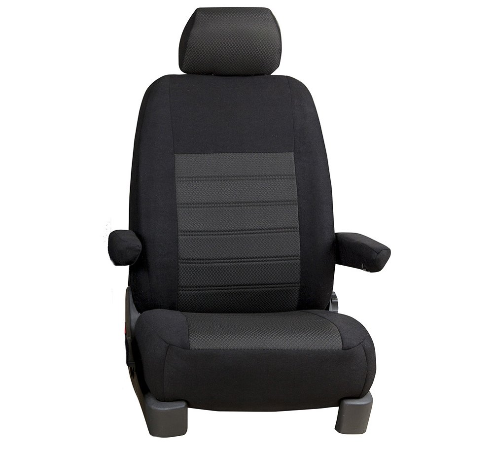Pasvorm autostoelhoezen (2 zits) Renault Master 2010-heden / Opel Movano 2010-2021 / Nissan NV400 2010-2021 / Interstar 2022-heden - Stof zwart