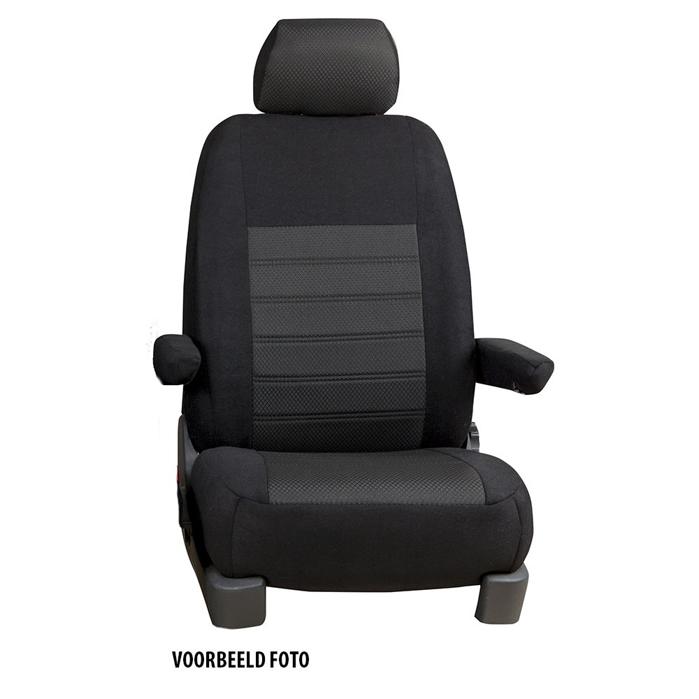 Pasvorm stoelhoezen set (stoel en stoel) voor Ford Transit 2014 t/m heden -Stof zwart