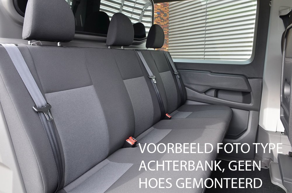 Pasvorm stoelhoes achterbank (3 zits) dubbel cabine Snoeks type 1 (1 zitting en 1 rugleuning) -Stof zwart