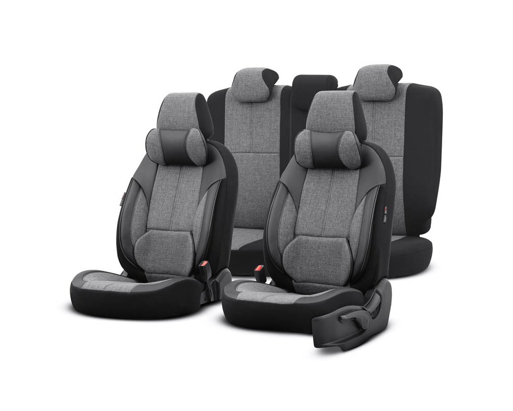 Autostoelhoezenset Voyager donkergrijs-zwart (complete set inclusief nekkussen) Autostoelhoezenset Voyager donkergrijs-zwart (complete set inclusief nekkussen)