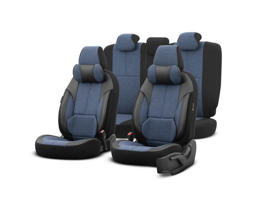 Autostoelhoezenset Voyager blauw-zwart (complete set inclusief nekkussen) Autostoelhoezenset Voyager blauw-zwart (complete set inclusief nekkussen)