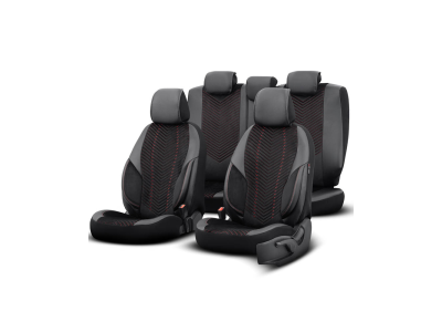 Autostoelhoezenset Advanced zwart-rood (complete set) Autostoelhoezenset Advanced zwart-rood (complete set)