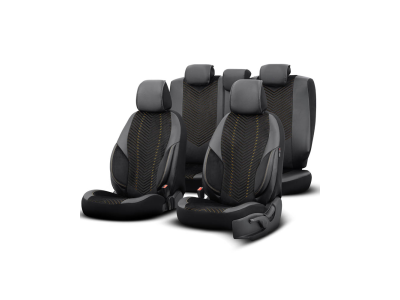 Autostoelhoezenset Advanced zwart-oker geel (complete set) Autostoelhoezenset Advanced zwart-oker geel (complete set)