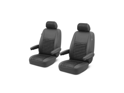 Pasvorm stoelhoezen set (stoel en stoel) Ford Transit 2014-heden - Exclusive design kunst leer met alcantara zwart Pasvorm stoelhoezen set (stoel en stoel) Ford Transit 2014-heden - Exclusive design kunst leer met alcantara zwart