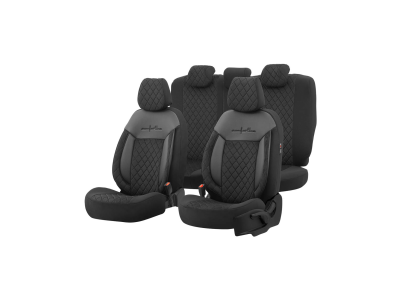 Luxe Autostoelhoezenset Comfort VIP - kunstleer met suede stof - kleur zwart (complete set) Luxe Autostoelhoezenset Comfort VIP - kunstleer met suede stof - kleur zwart (complete set)
