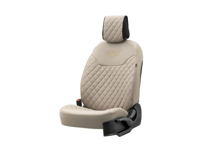 Stoelbeschermer RSX Diamond beige met beige stiksel (eenvoudige montage) - kunstleer Stoelbeschermer RSX Diamond beige met beige stiksel (eenvoudige montage) - kunstleer