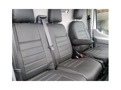 Pasvorm stoelhoezen set (stoel en duobank) Ford Transit 2014-heden - Kunstleer zwart Pasvorm stoelhoezen set (stoel en duobank) Ford Transit 2014-heden - Kunstleer zwart