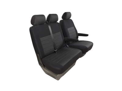 Pasvorm stoelhoezen set (stoel en duobank) Ford Transit 2014 t/m heden - Stof zwart Pasvorm stoelhoezen set (stoel en duobank) Ford Transit 2014 t/m heden - Stof zwart