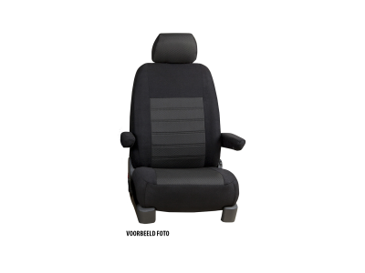 Pasvorm stoelhoezen set (stoel en stoel) voor Ford Transit 2014 t/m heden -Stof zwart Pasvorm stoelhoezen set (stoel en stoel) voor Ford Transit 2014 t/m heden -Stof zwart